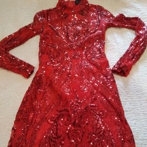 Sexy red sequin dress